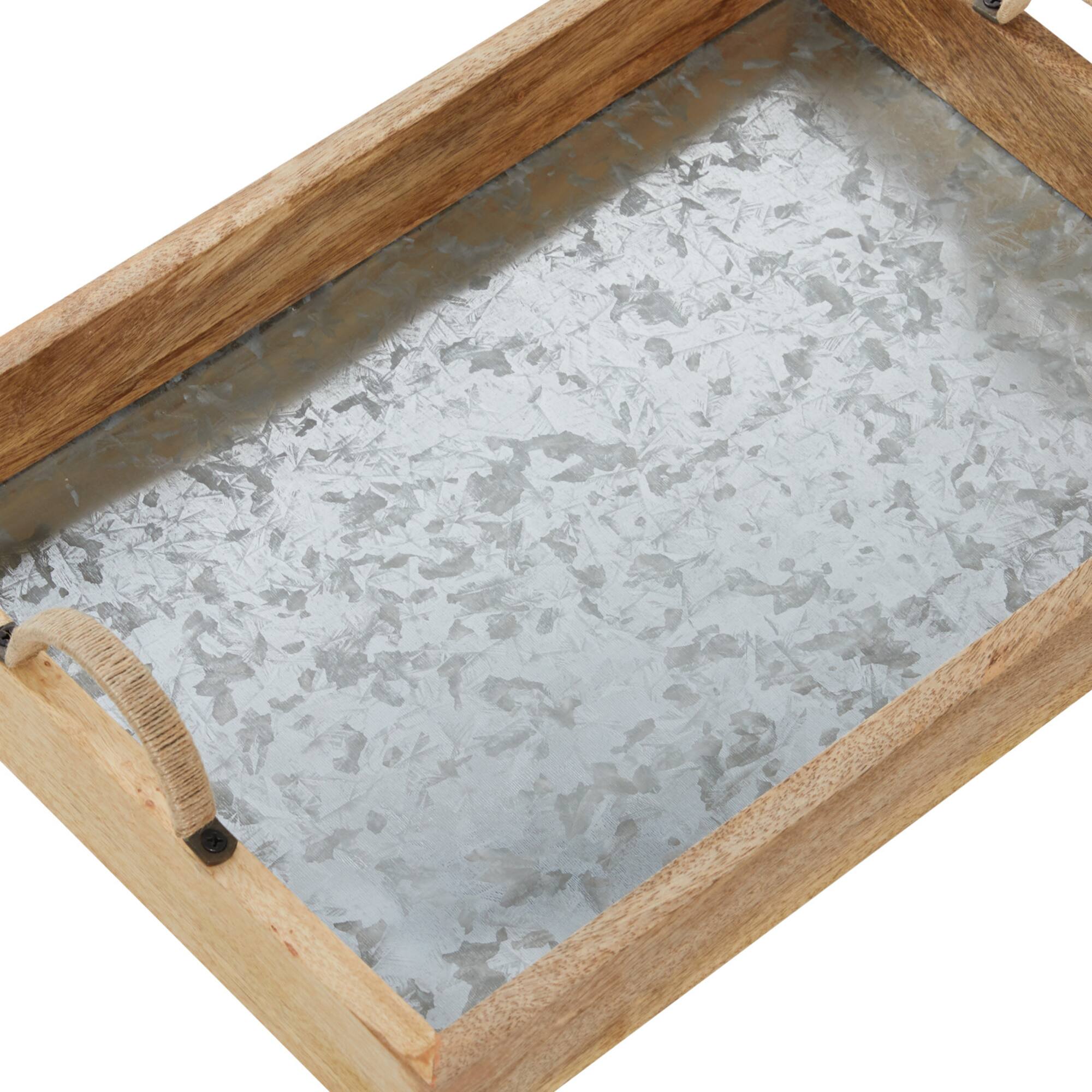 Brown Mango Wood Contemporary Tray Set